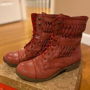 Red Combat boots - barley worn!